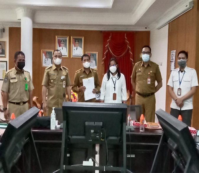 Audiensi Paket Kebijakan Implementasi Strategis Sanitasi Kabupaten (SSK) Kab. Barsel Tahun 2021-2025 antara Kepala Daerah dengan Pokja PKP Kab. Barsel
